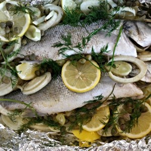 Steamed Sea Bass with Fennel and Capers